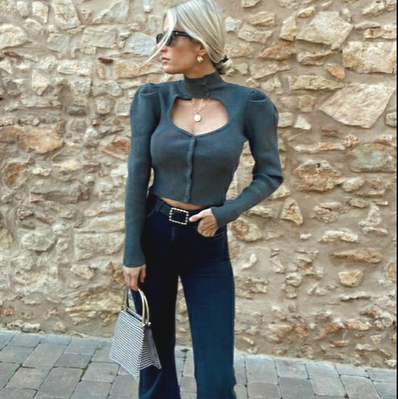 ZARA | Bloggers Fave Puff Sleeve Cut Out Sweater - Picture 7 of 16